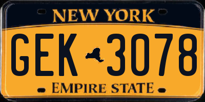 NY license plate GEK3078