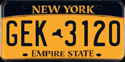 NY license plate GEK3120
