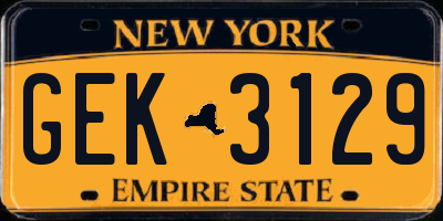 NY license plate GEK3129