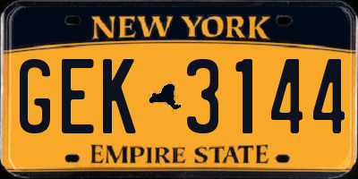 NY license plate GEK3144