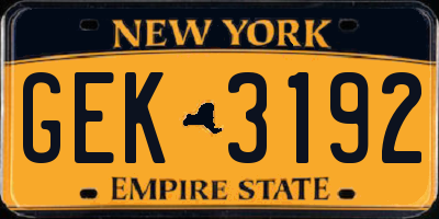 NY license plate GEK3192