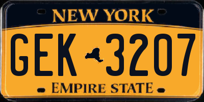 NY license plate GEK3207