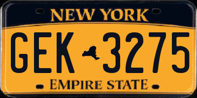 NY license plate GEK3275