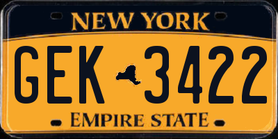 NY license plate GEK3422
