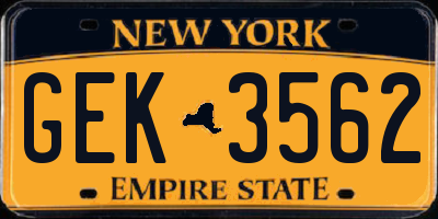 NY license plate GEK3562