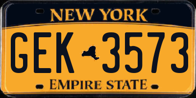 NY license plate GEK3573