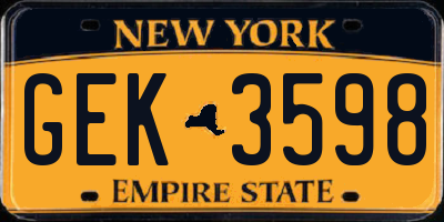 NY license plate GEK3598