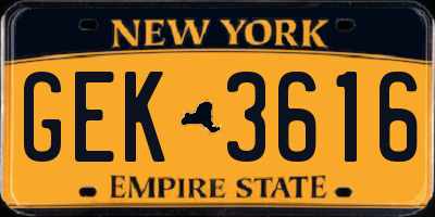 NY license plate GEK3616