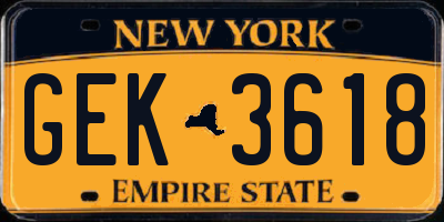 NY license plate GEK3618