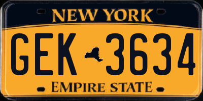 NY license plate GEK3634