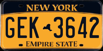 NY license plate GEK3642