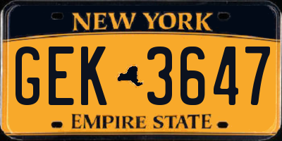 NY license plate GEK3647