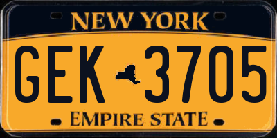NY license plate GEK3705