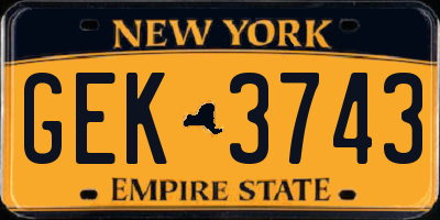 NY license plate GEK3743