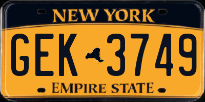 NY license plate GEK3749