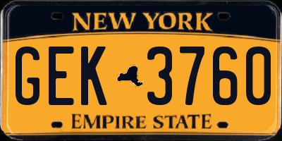 NY license plate GEK3760