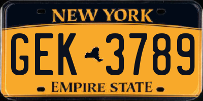 NY license plate GEK3789