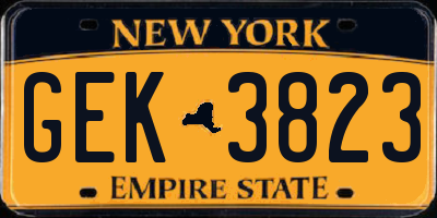 NY license plate GEK3823