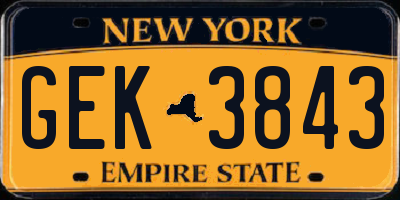 NY license plate GEK3843