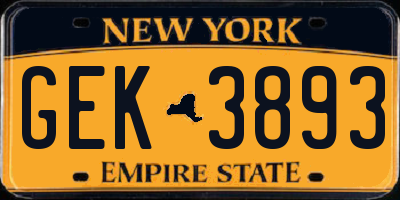 NY license plate GEK3893