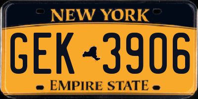 NY license plate GEK3906