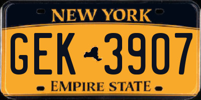 NY license plate GEK3907