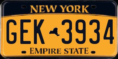 NY license plate GEK3934