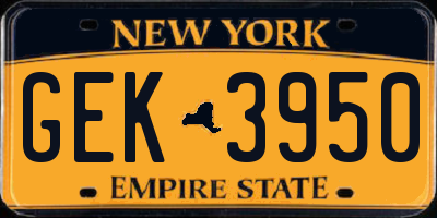 NY license plate GEK3950