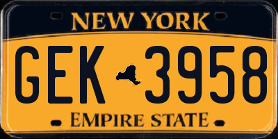 NY license plate GEK3958