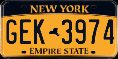 NY license plate GEK3974