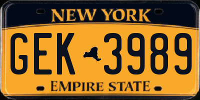 NY license plate GEK3989