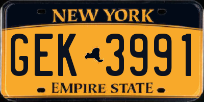 NY license plate GEK3991