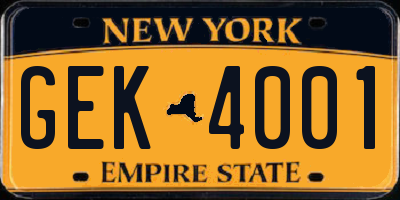 NY license plate GEK4001