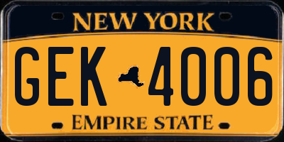 NY license plate GEK4006
