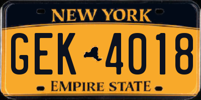 NY license plate GEK4018