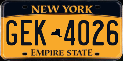 NY license plate GEK4026