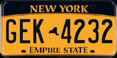 NY license plate GEK4232