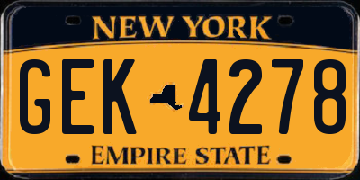 NY license plate GEK4278