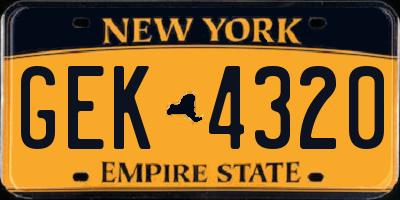 NY license plate GEK4320