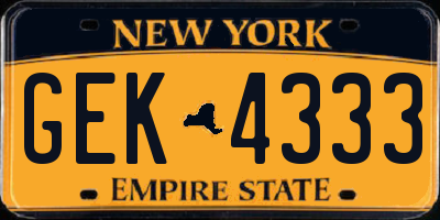 NY license plate GEK4333