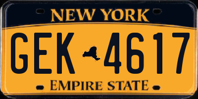 NY license plate GEK4617