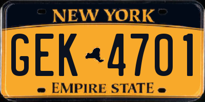 NY license plate GEK4701