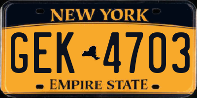 NY license plate GEK4703