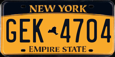 NY license plate GEK4704