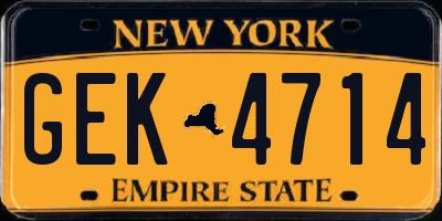 NY license plate GEK4714