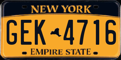 NY license plate GEK4716