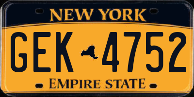 NY license plate GEK4752