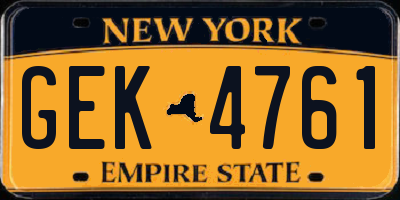 NY license plate GEK4761