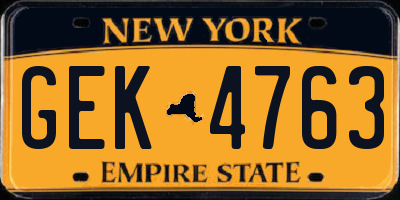 NY license plate GEK4763