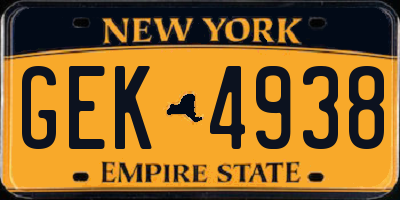 NY license plate GEK4938